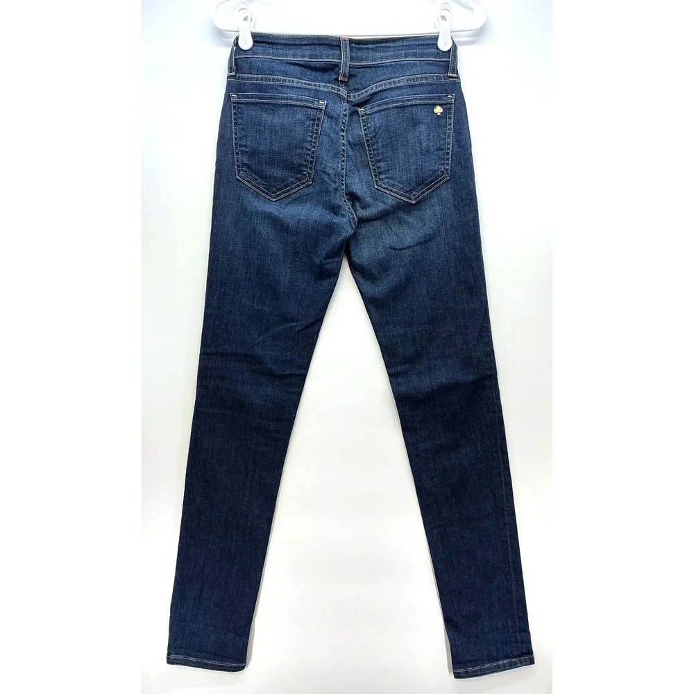 Kate Spade New York‎ Skinny Mid Rise Jeans Sz 26 Dark Wash Preppy Classic Denim